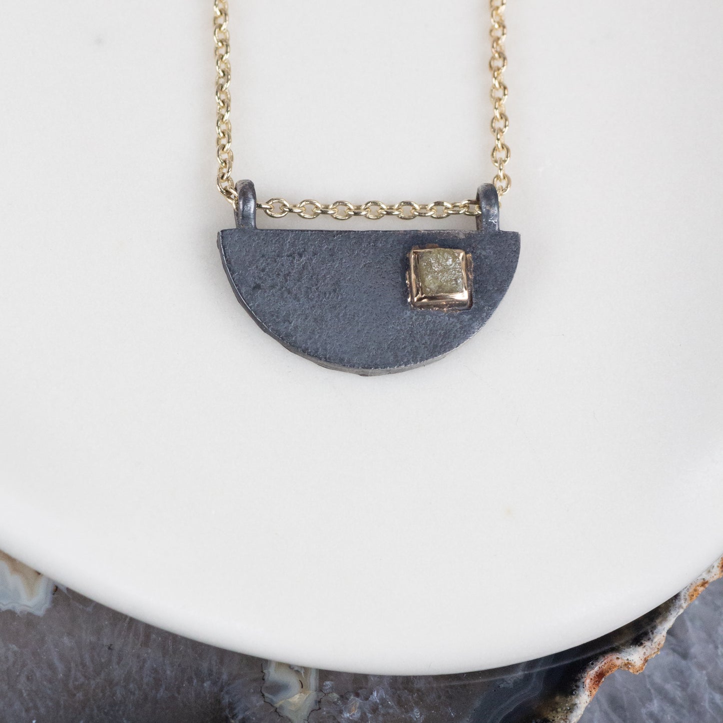 Black and Gold Raw Diamond Necklace