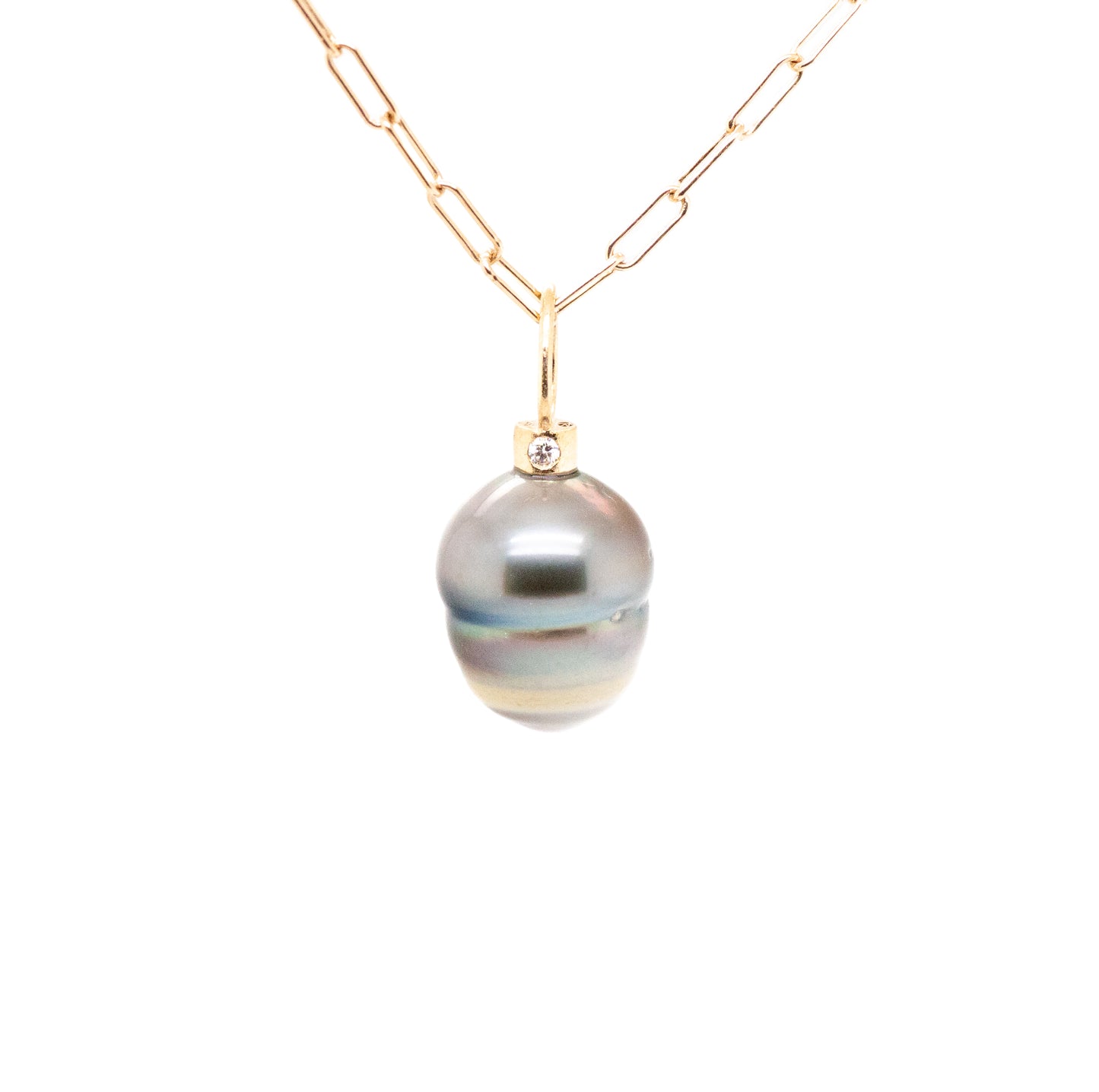 Tahitian diamonds gold pearl charm