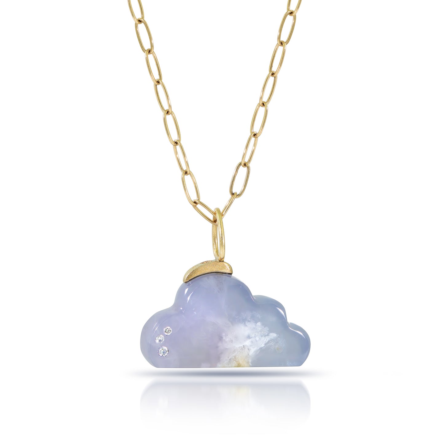 Blue Chalcedony and Diamonds Gold Cloud Charm