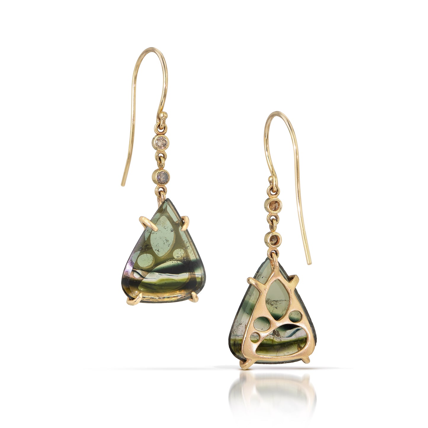 Tourmaline and Diamond Gold Earrings