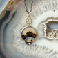 Dendritic Agate, Sapphire, and Aquamarine Gold Pendant