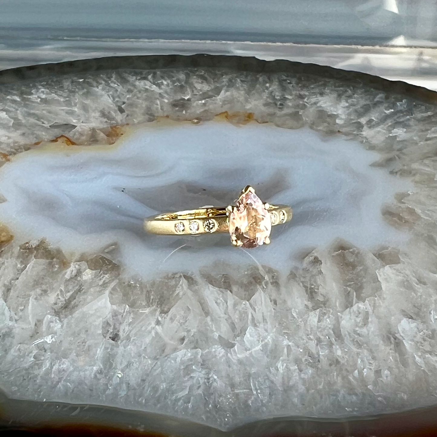 Morganite and Diamonds Gold Ring