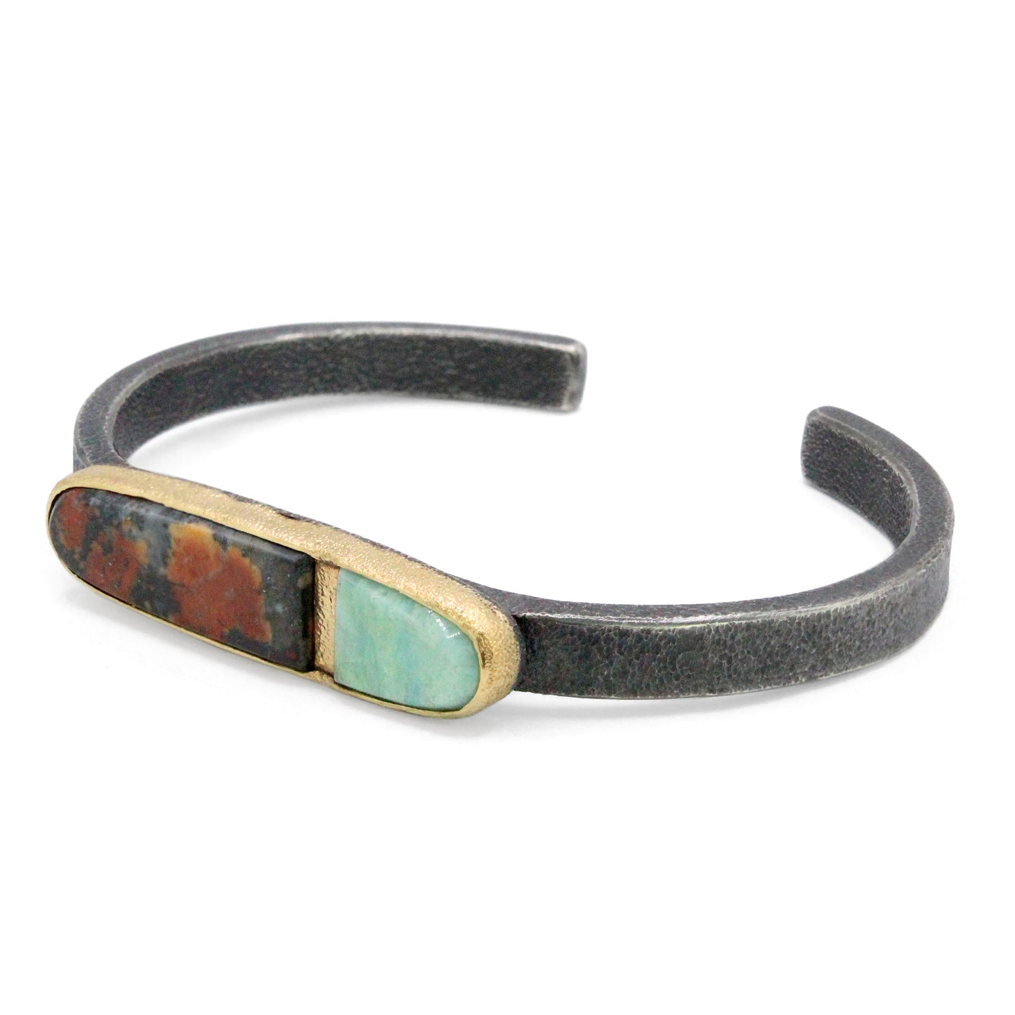 Maligano Jasper and Amazonite Jasper Gold Inlay Bracelet