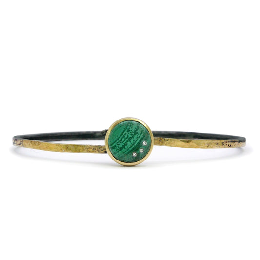 Malachite and Diamond Gold Moon Bracelet