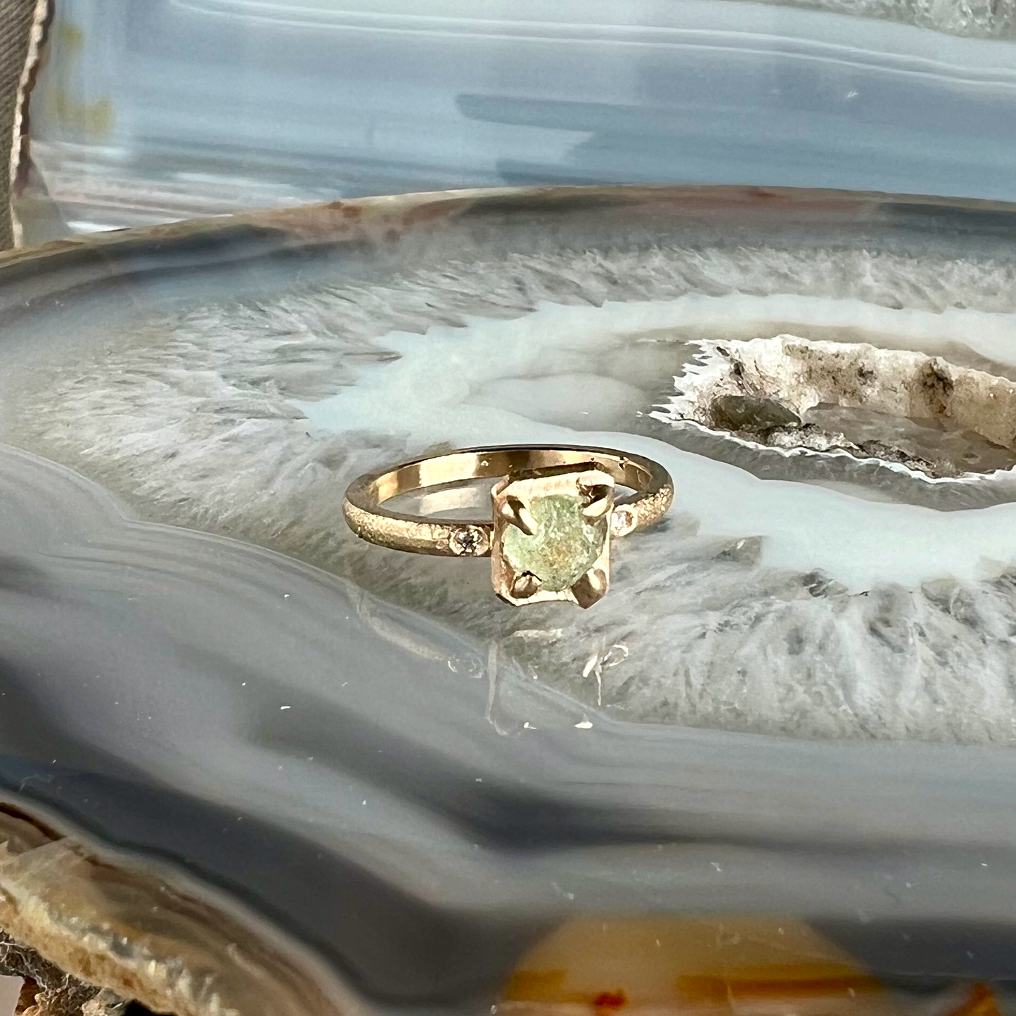 Starlight Montana Sapphire, Diamonds, and Gold Ring