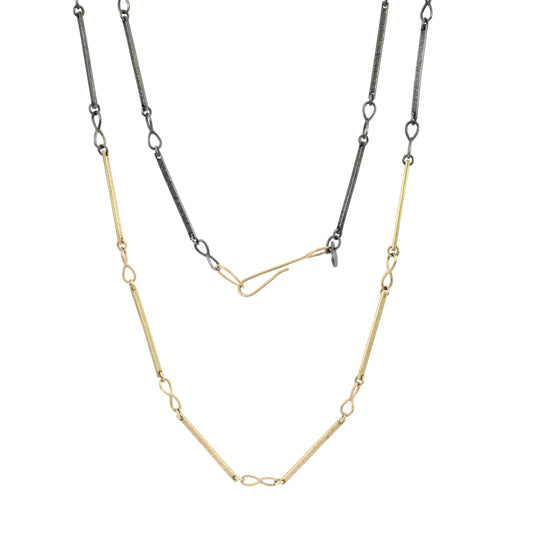Mixed Metals Gold Infinity Bar Chain Necklace