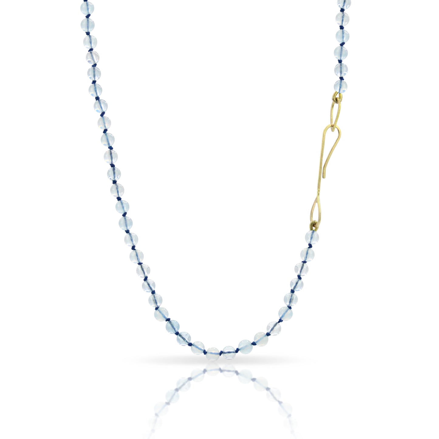 Hand Knotted Aquamarine and Gold Necklace