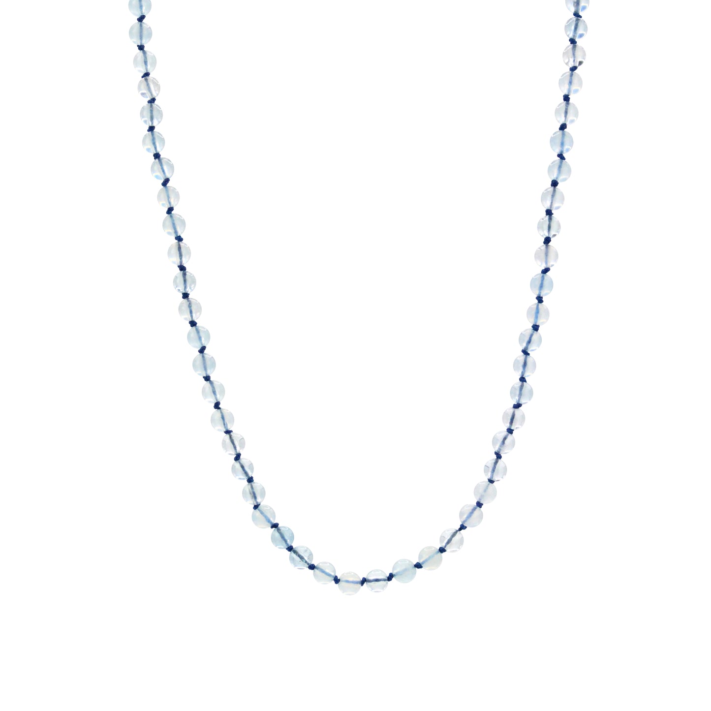 Hand Knotted Aquamarine and Gold Necklace