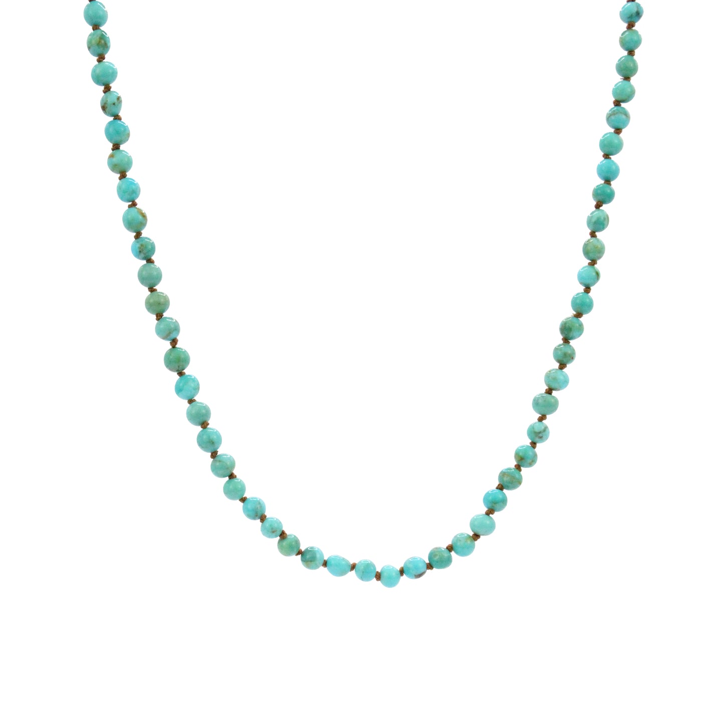 Hand Knotted Turquoise and Gold Necklace
