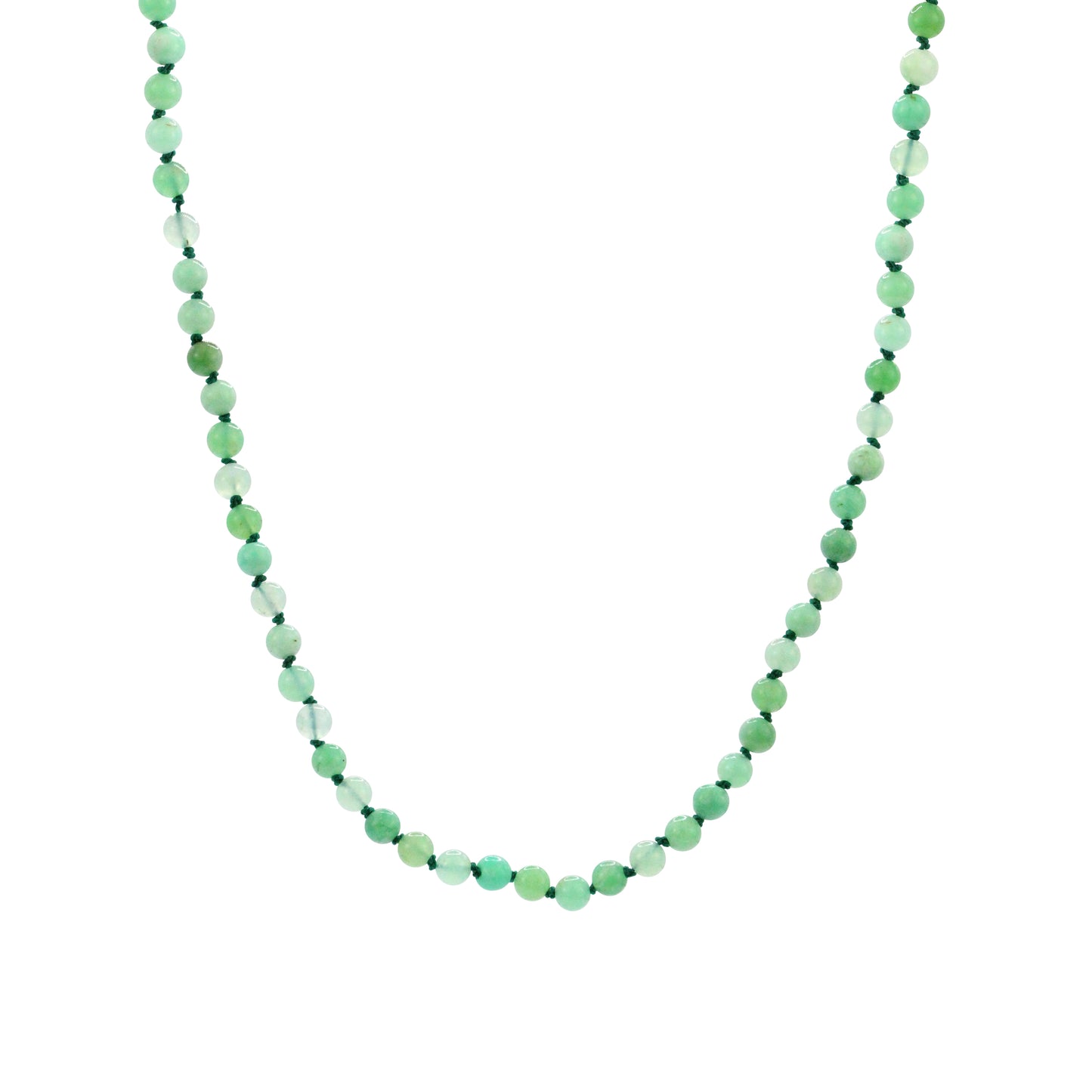 Hand Knotted Chrysoprase and Gold Necklace