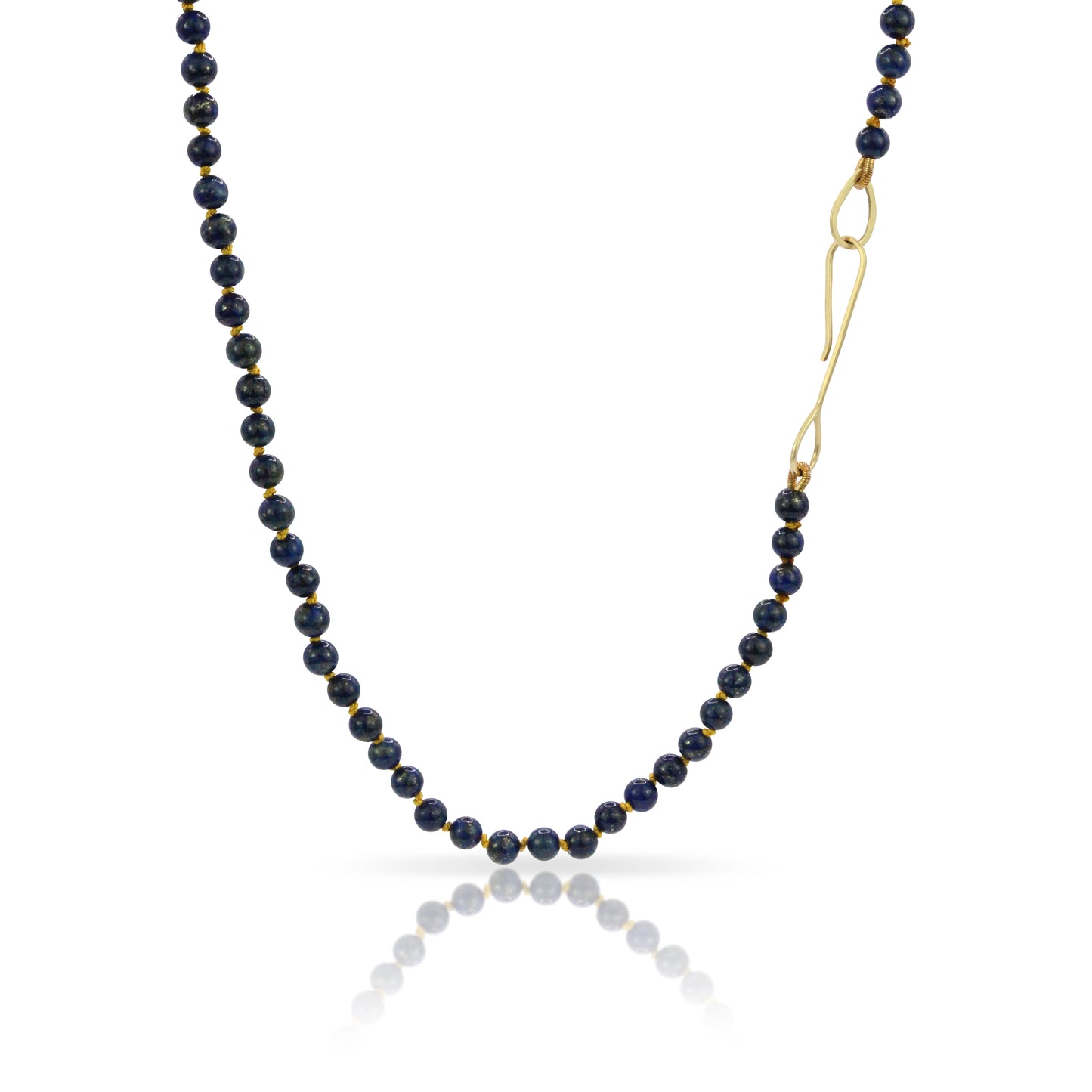 Hand Knotted Lapis and Gold Necklace