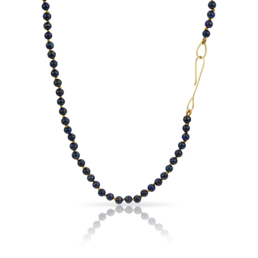 Hand Knotted Lapis and Gold Necklace