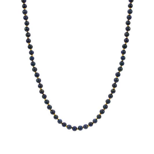 Hand Knotted Lapis and Gold Necklace