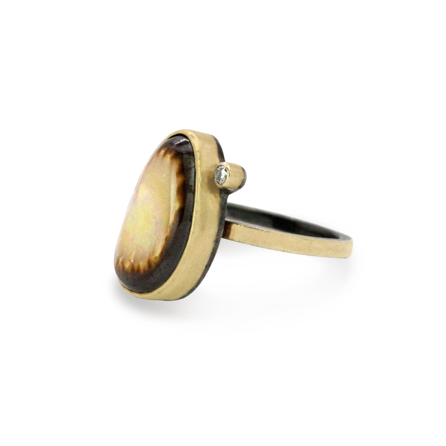Boulder Opal and Diamond Gold Ring