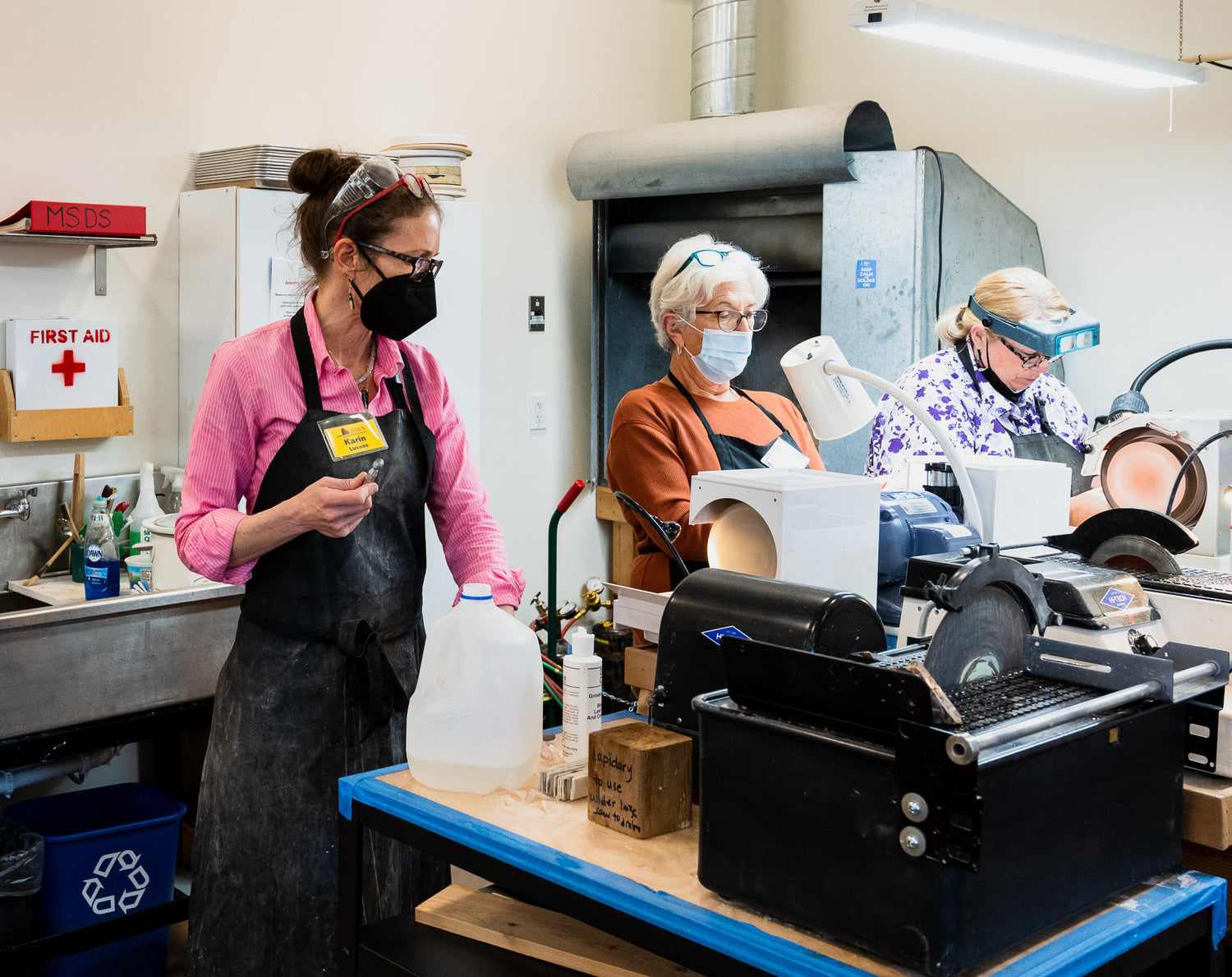 Karin teaching lapidary