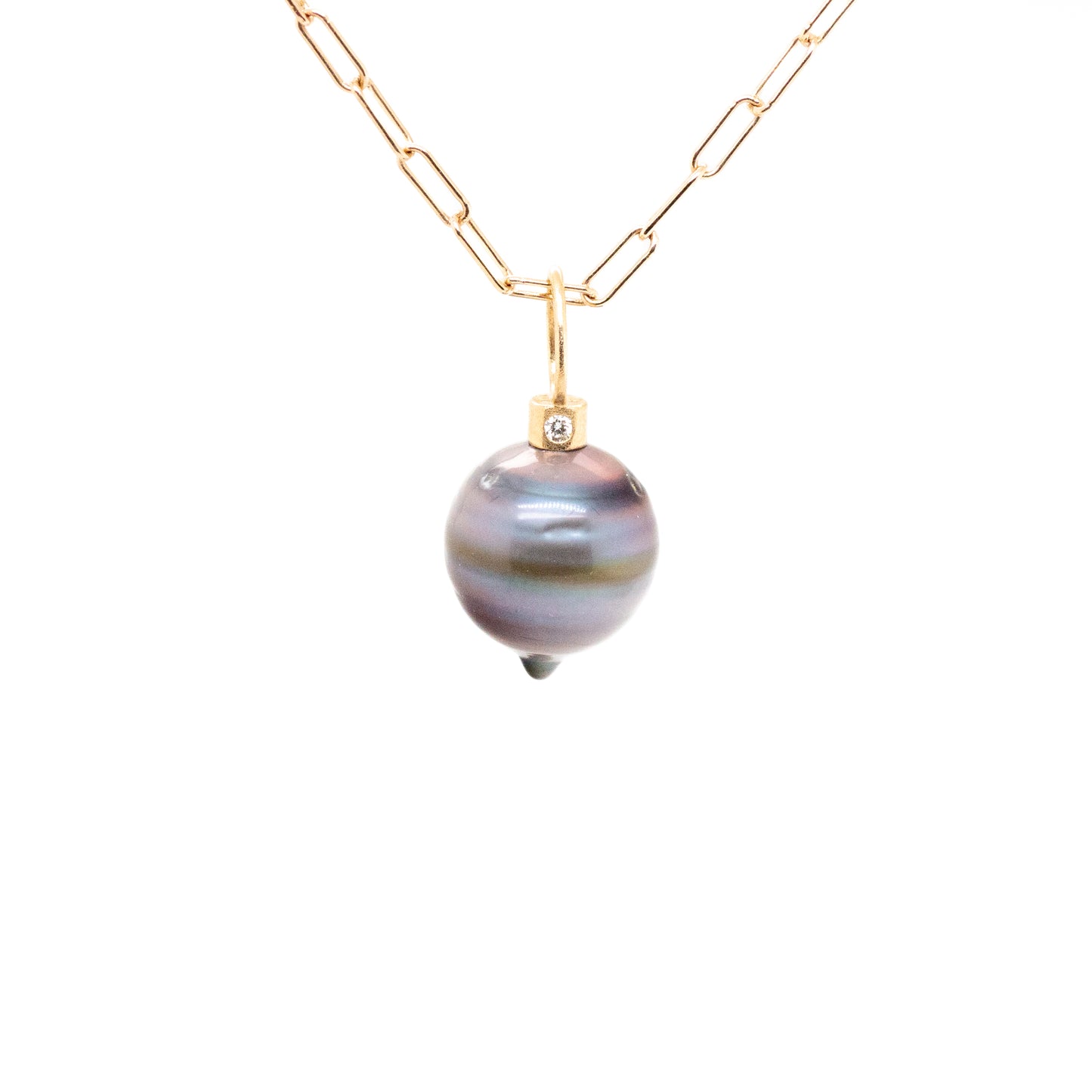 Tahitian pearl diamonds gold charm