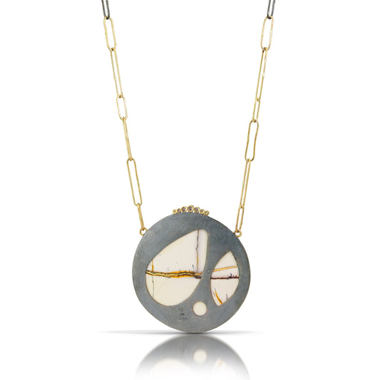 Mookatite, Spinel, and Diamonds Gold Kintsugi Necklace