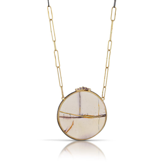 Mookatite, Spinel, and Diamonds Gold Kintsugi Necklace