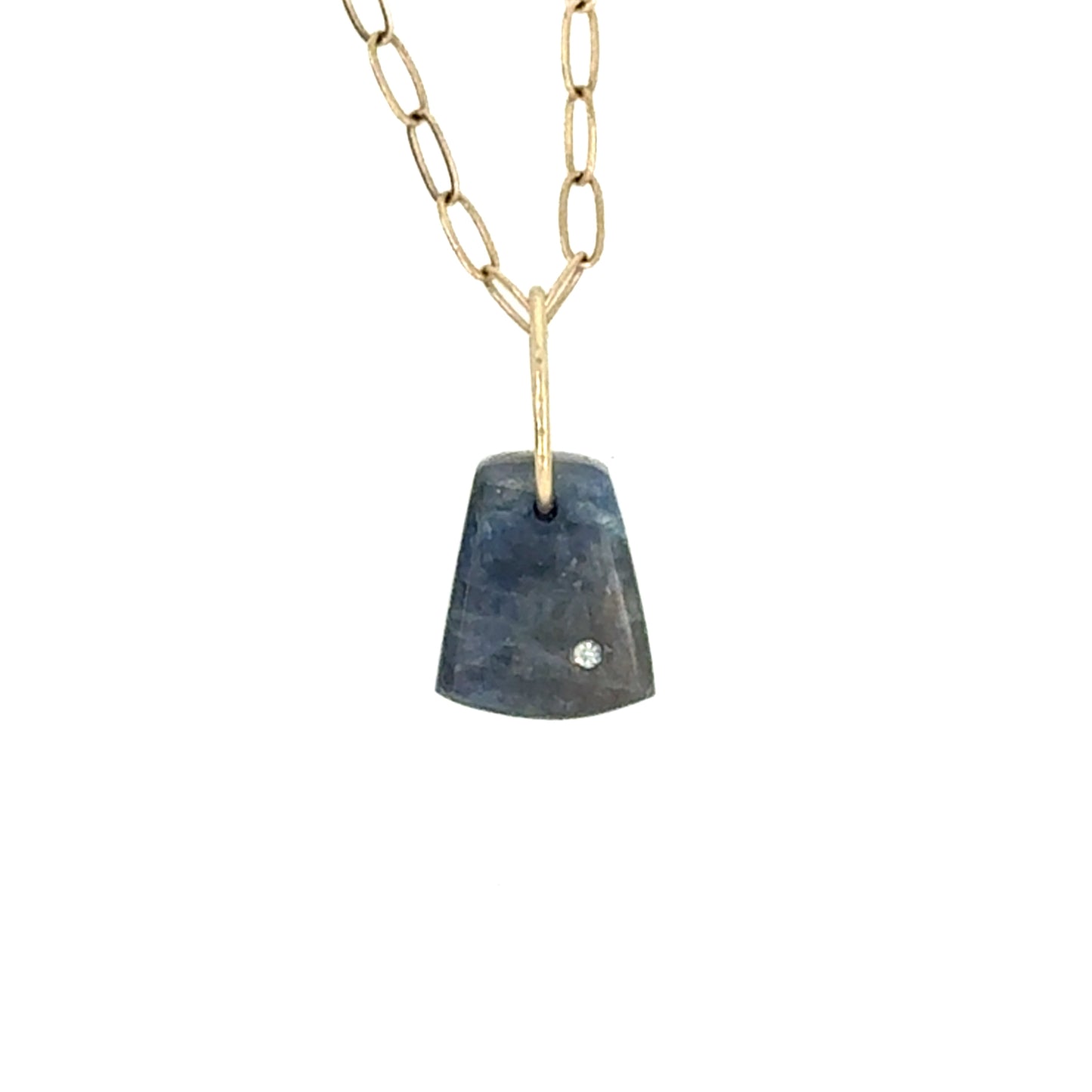 Sapphire and Diamond Gold Pebble Charm
