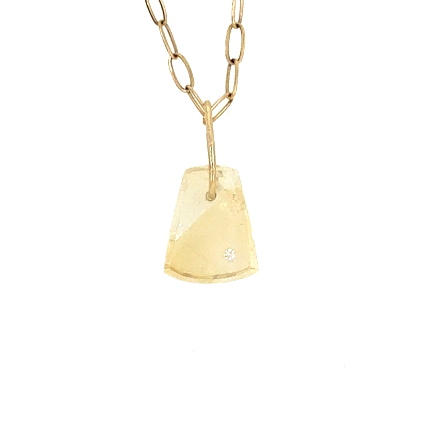 Citrine and Diamond Gold Pebble Charm
