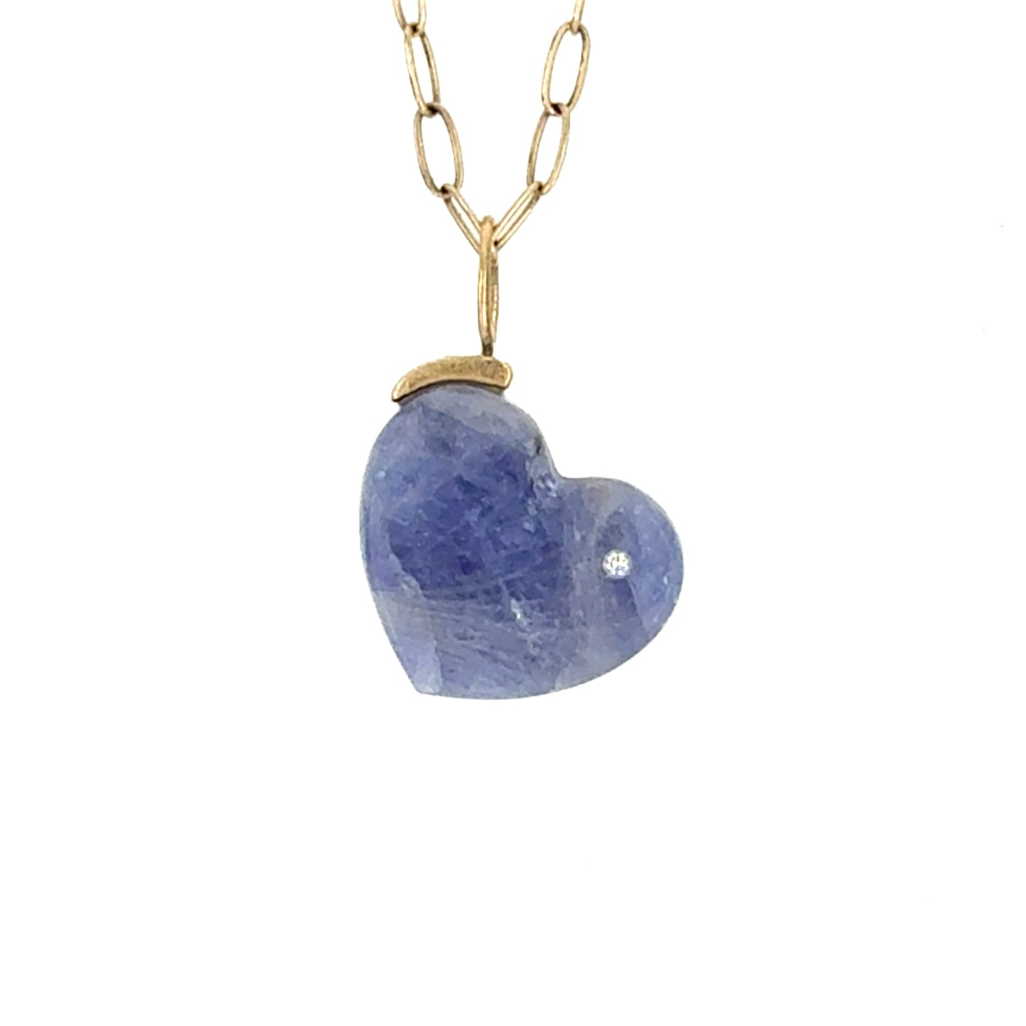 Tanzanite and Diamond Gold Heart Charm