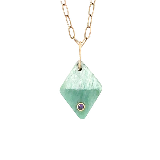 Aventurine and Amethyst Gold Diamond Charm