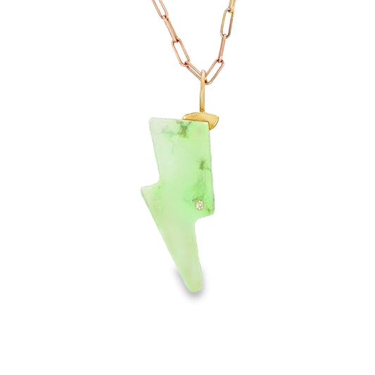 Lemon Chrysoprase and Diamond Gold Bolt Charm