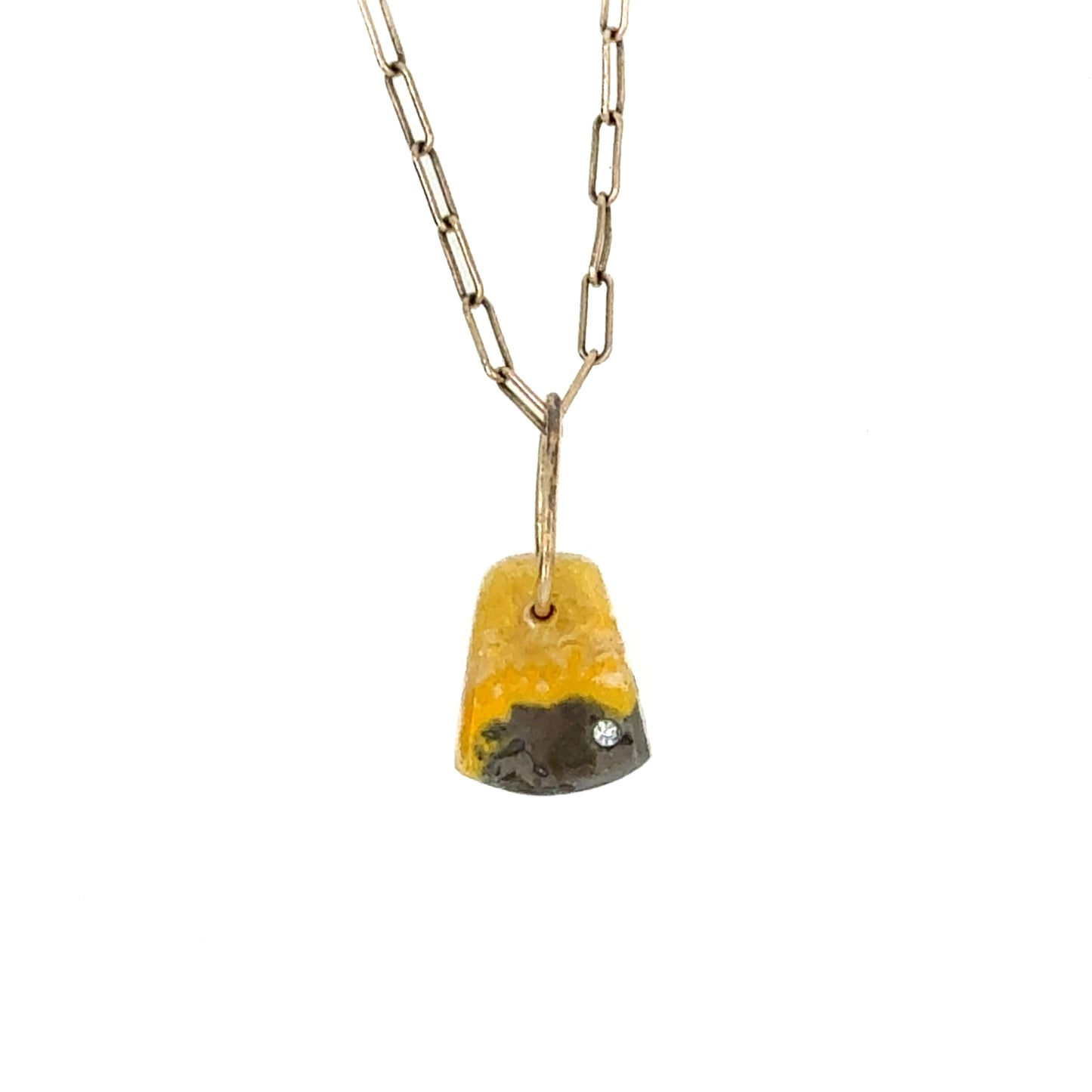 Bumble Bee Jasper and Diamond Gold Pebble Charm