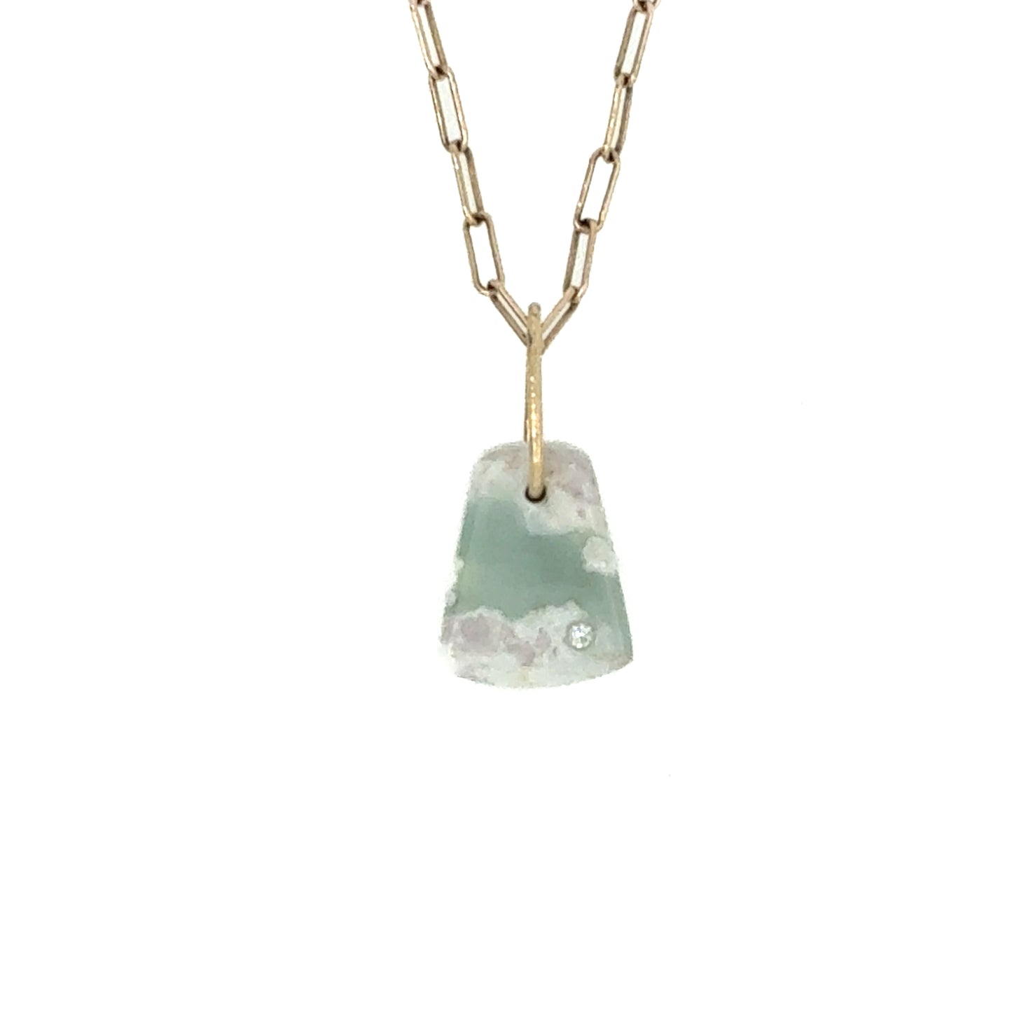 Jade and Diamond Gold Pebble Charm