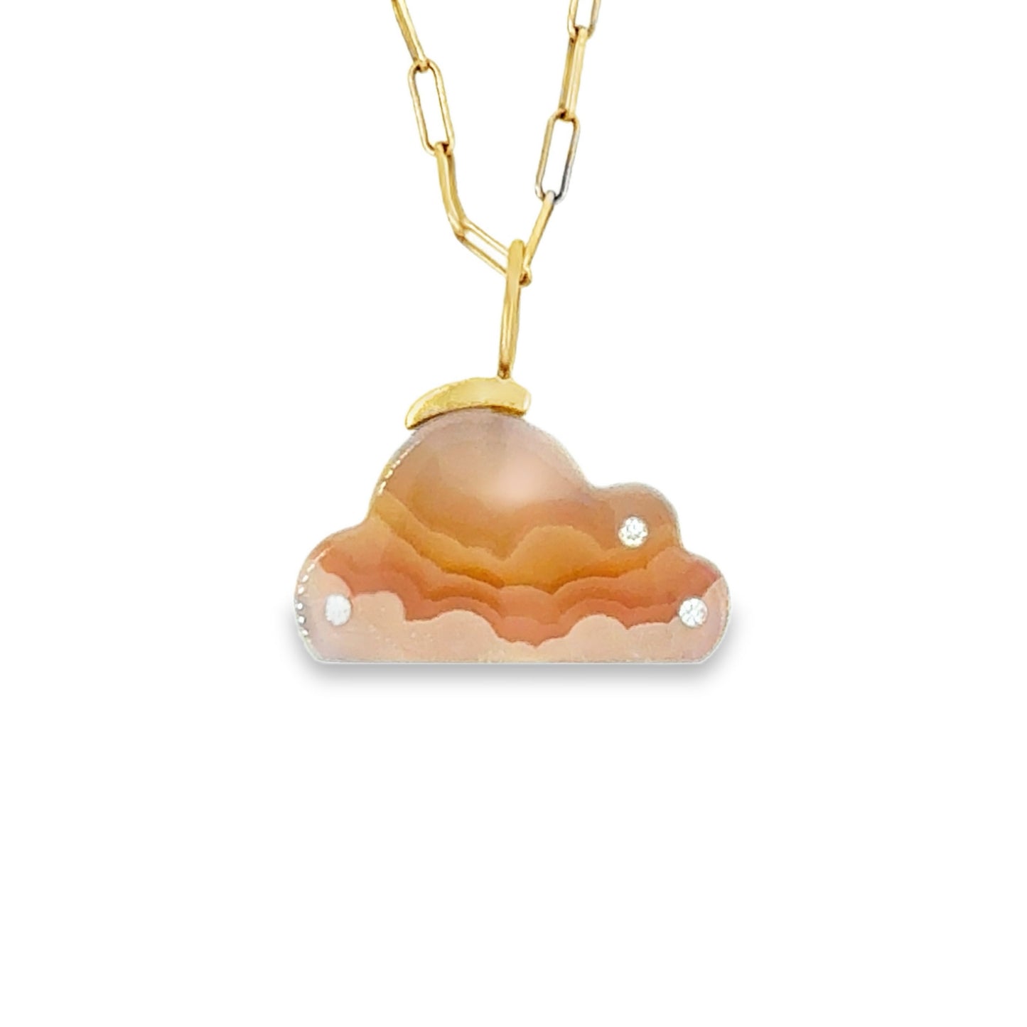Golden Hour Agate and Diamonds Gold Cloud Charm