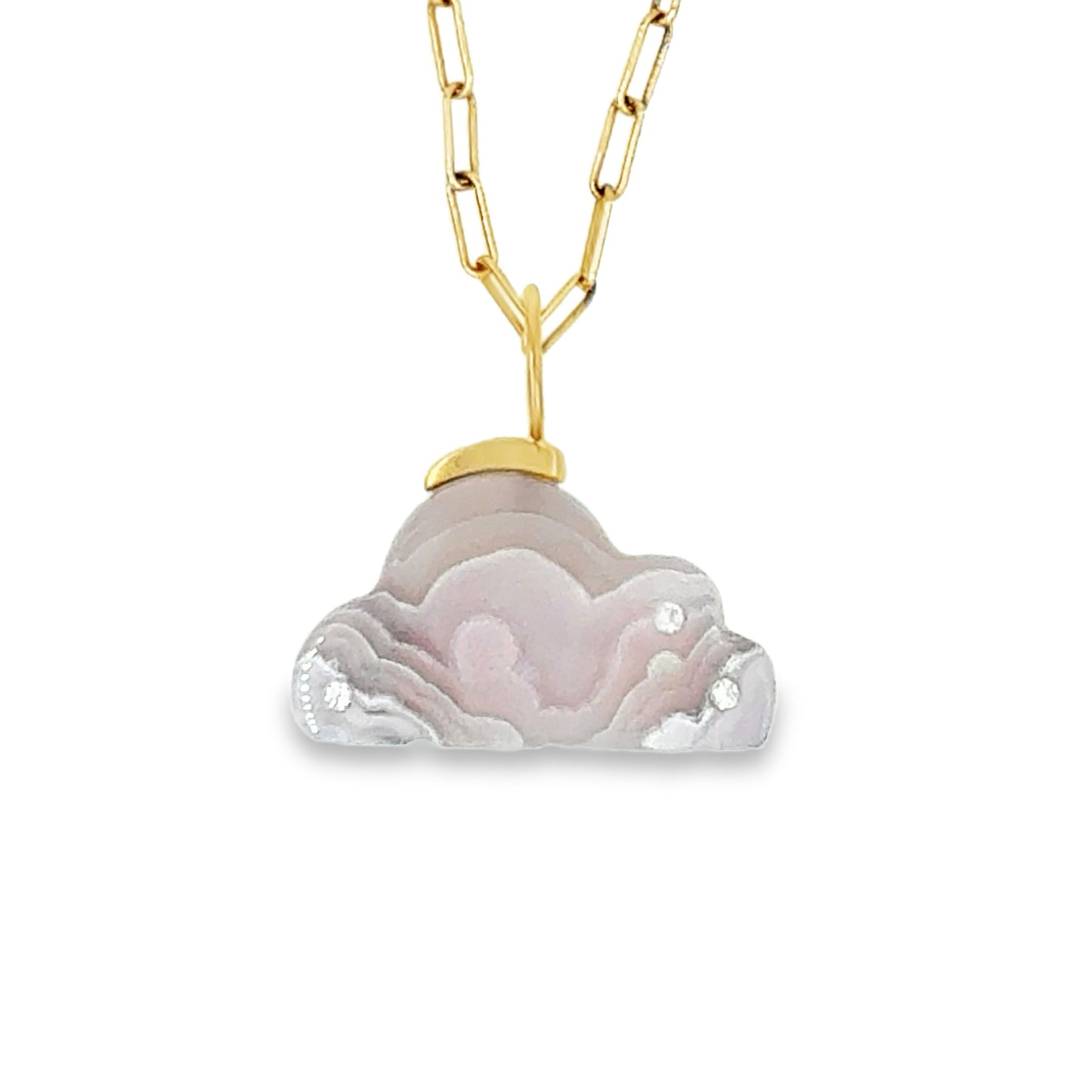 Morning Mist Agate and Diamonds Gold Cloud Charm