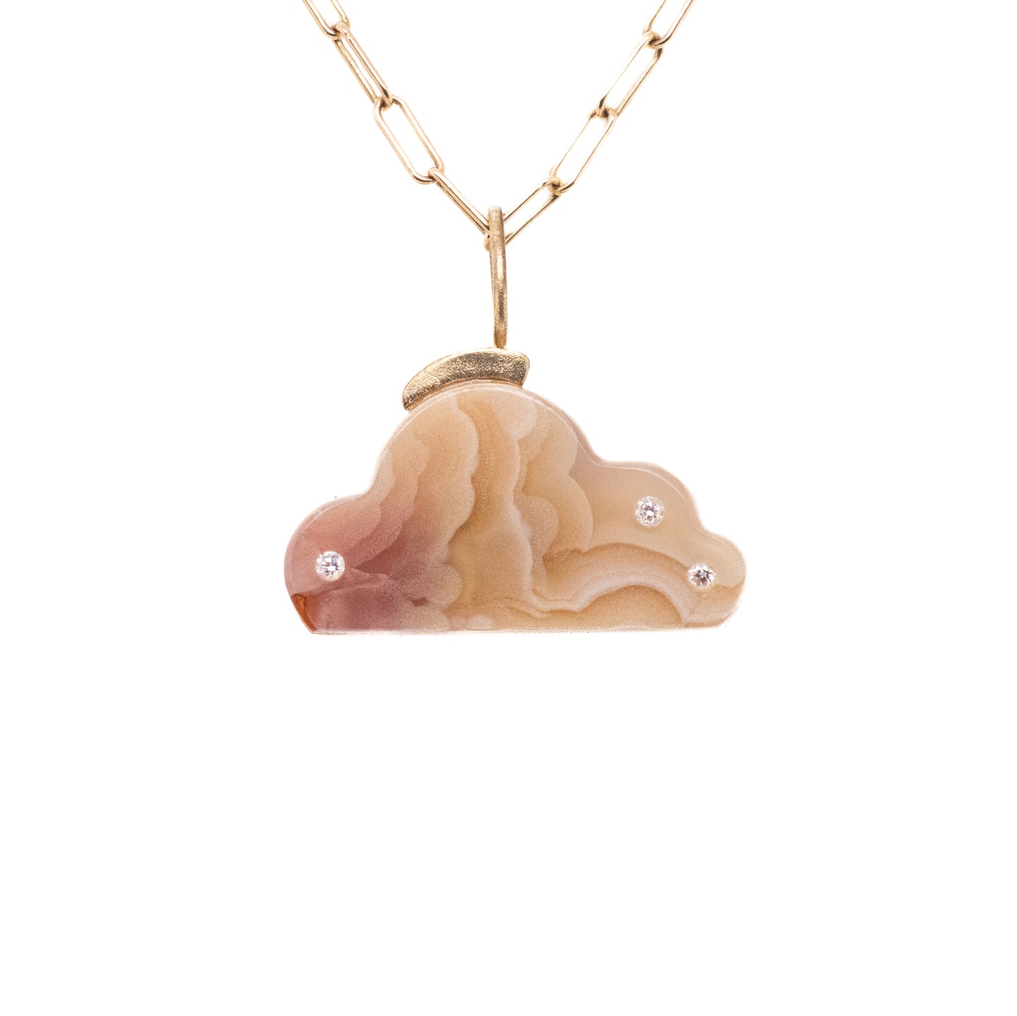 Agate and Diamonds Gold Cloud Charm