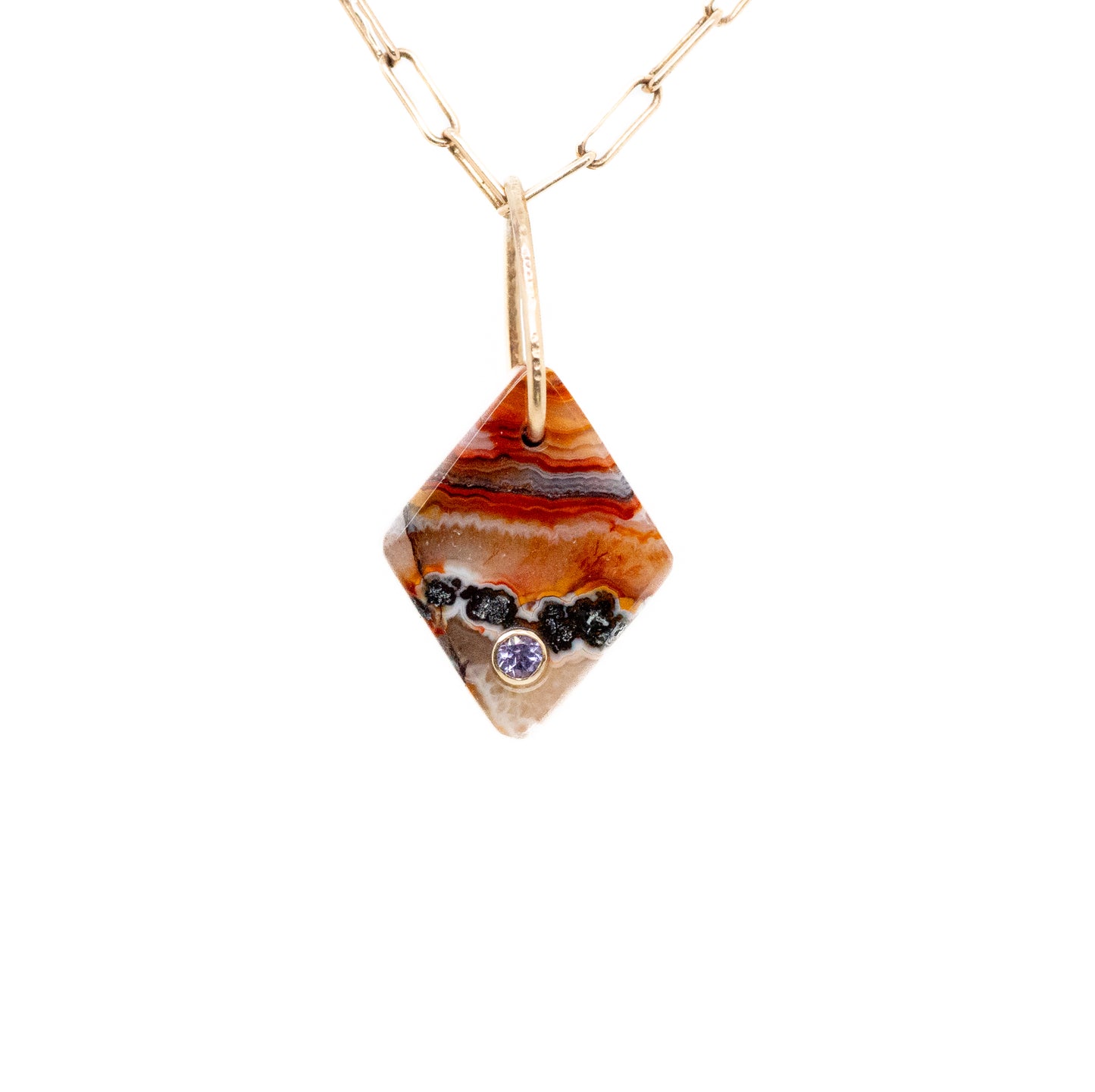 Agate and Tanzanite Gold Diamond Mini Charm