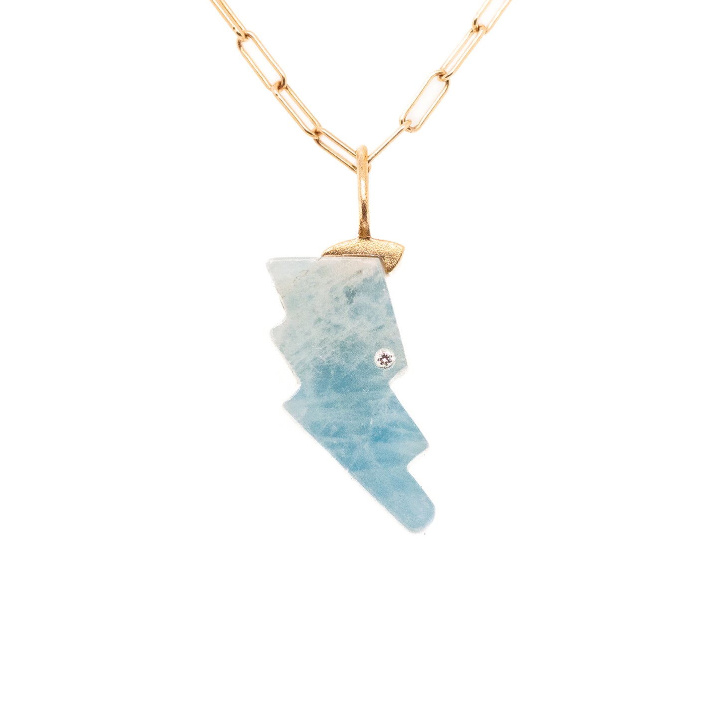 Aquamarine and Diamond Gold Bolt Mini Charm