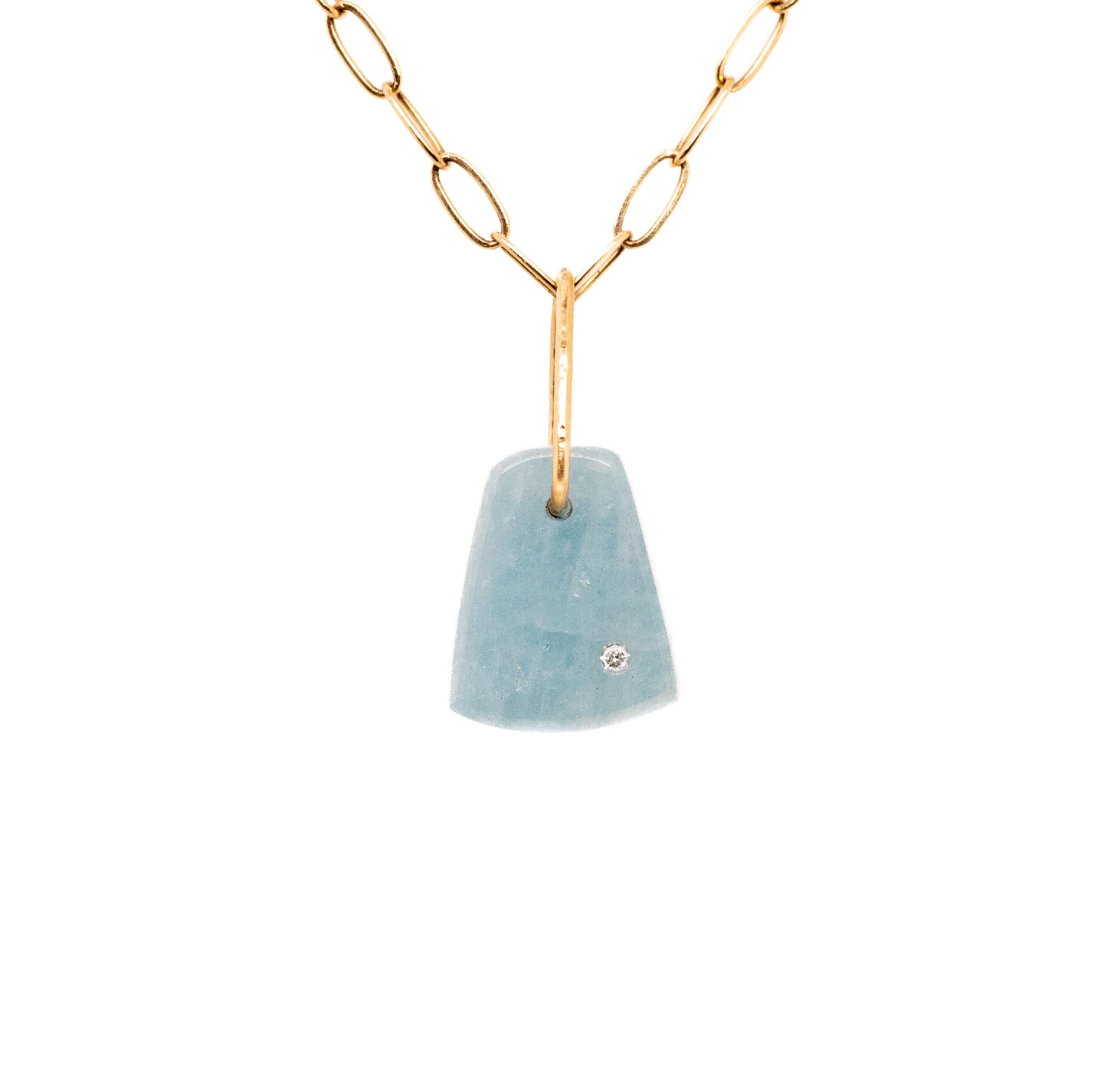 aquamarine gold diamond pebble charm