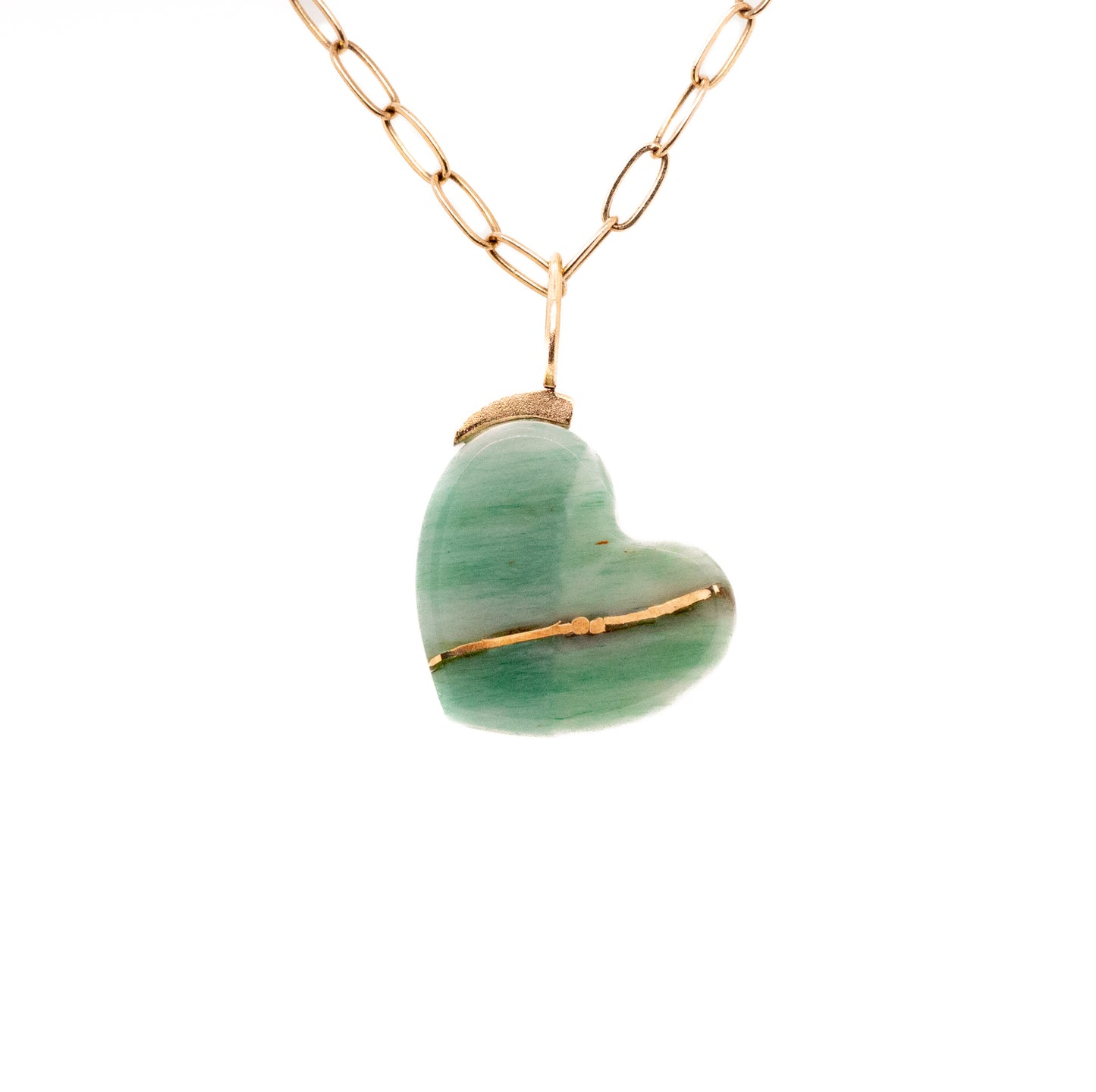 aventurine gold kintsugi heart charm