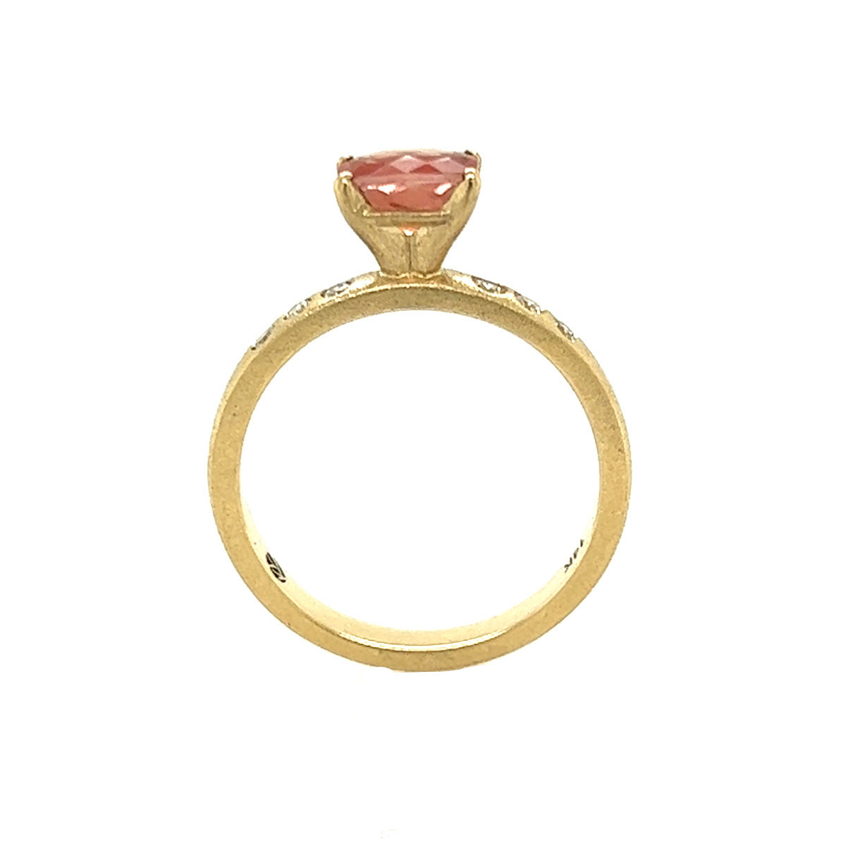 Bi-color Sunstone and Diamonds Gold Ring