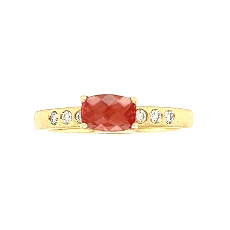 Bi-color Sunstone and Diamonds Gold Ring