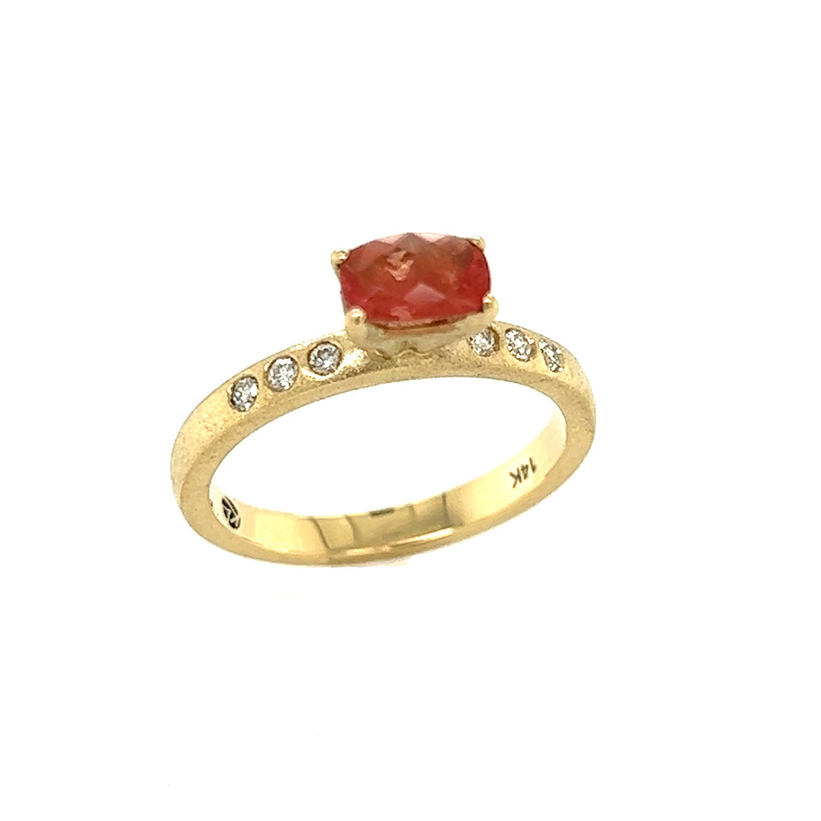 Bi-color Sunstone and Diamonds Gold Ring