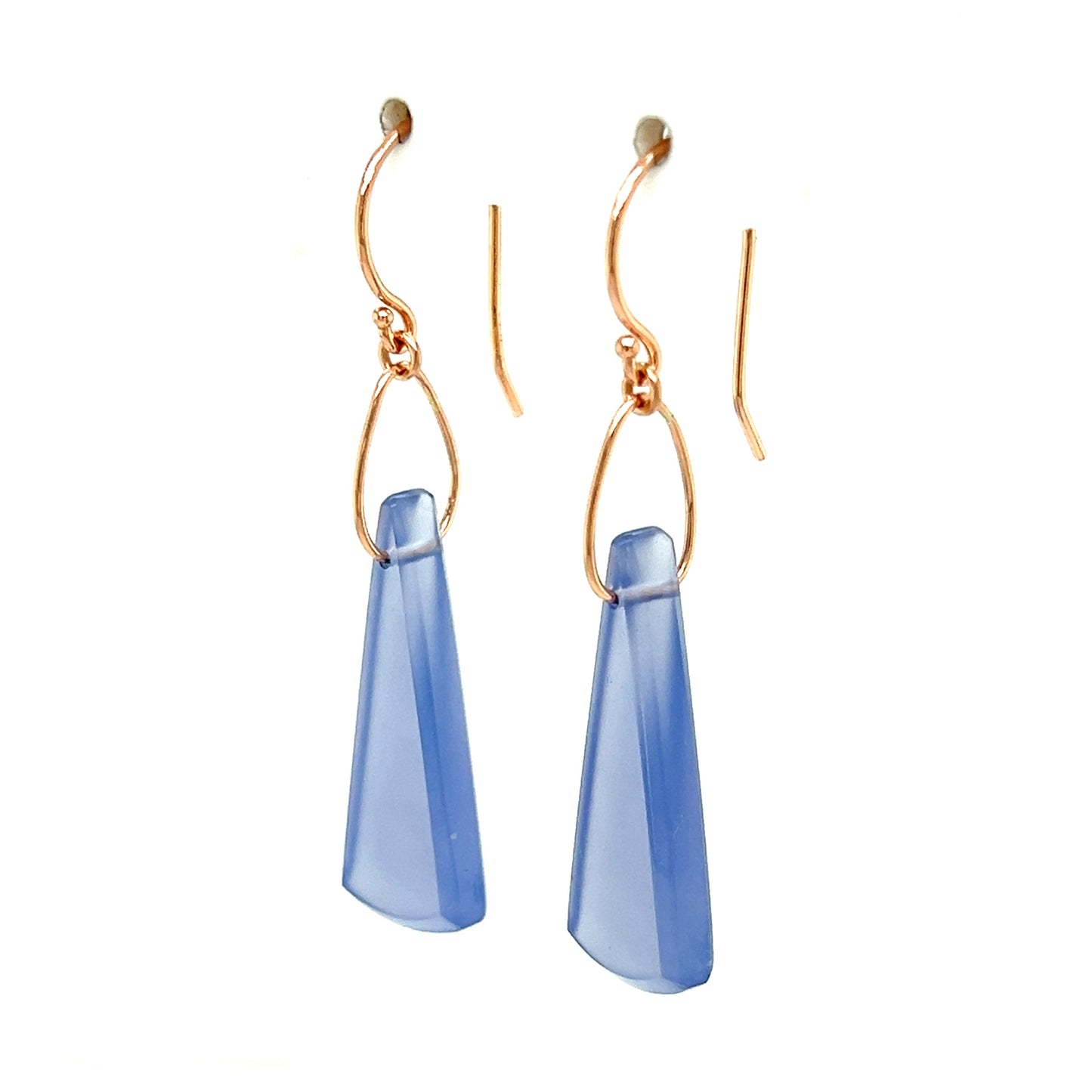Blue Chalcedony 14k Rose Gold Earrings (custom order)