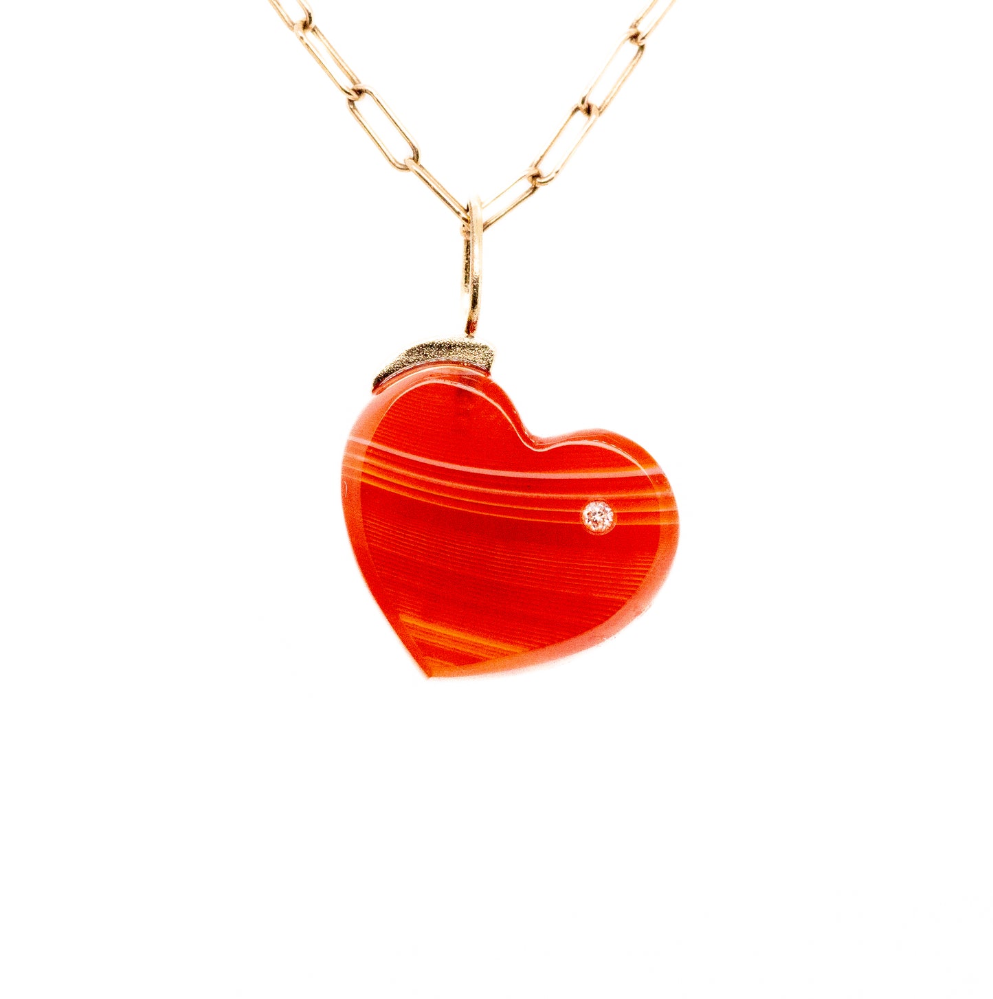 carnelian gold diamond heart charm