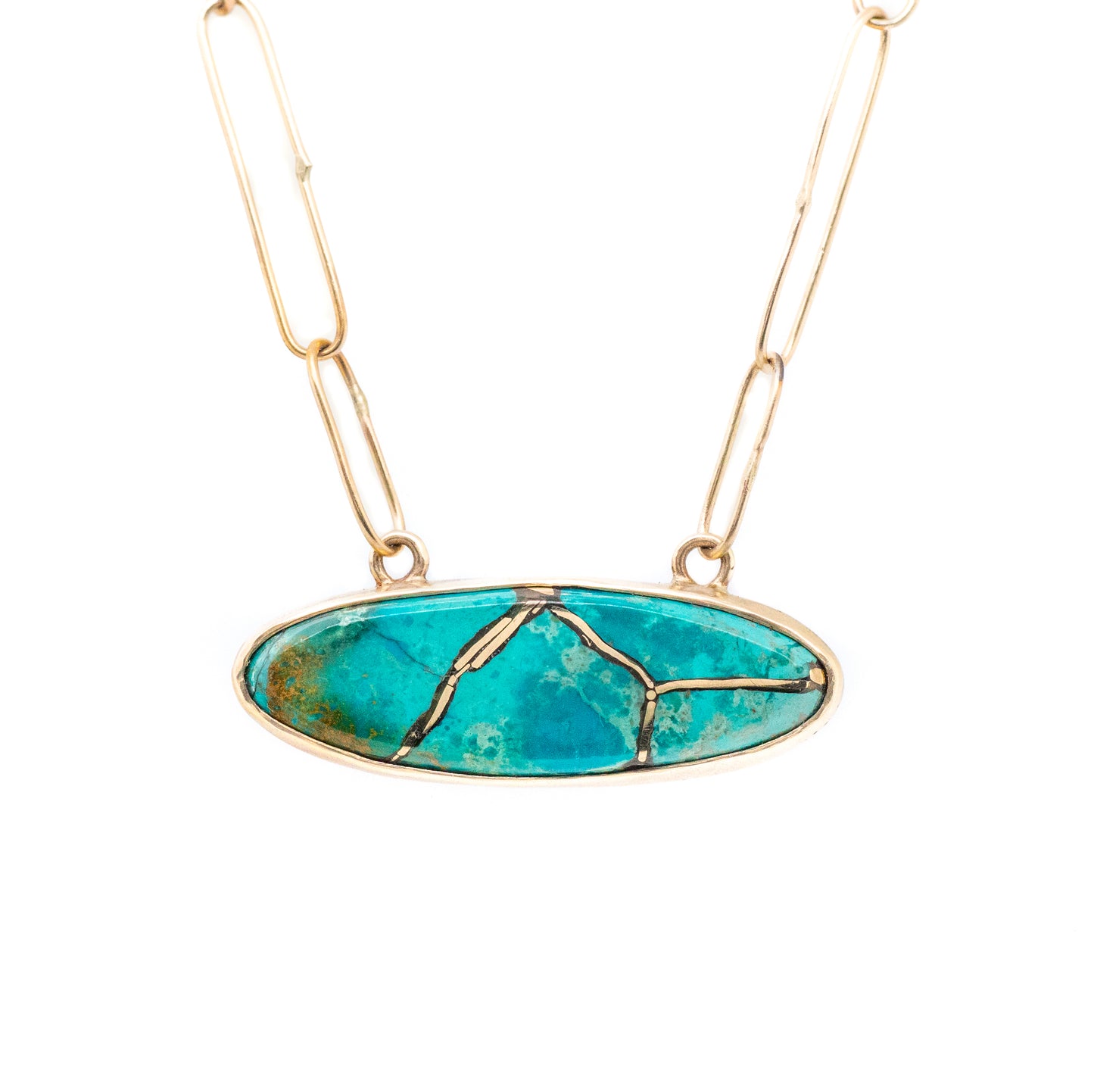 chrysocolla gold kintsugi necklace