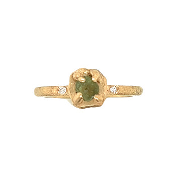 Glacier Montana Sapphire, Diamonds, and Gold Ring