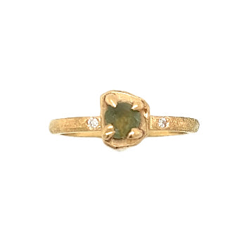 Big Sky Montana Sapphire, Diamonds, and Gold Ring