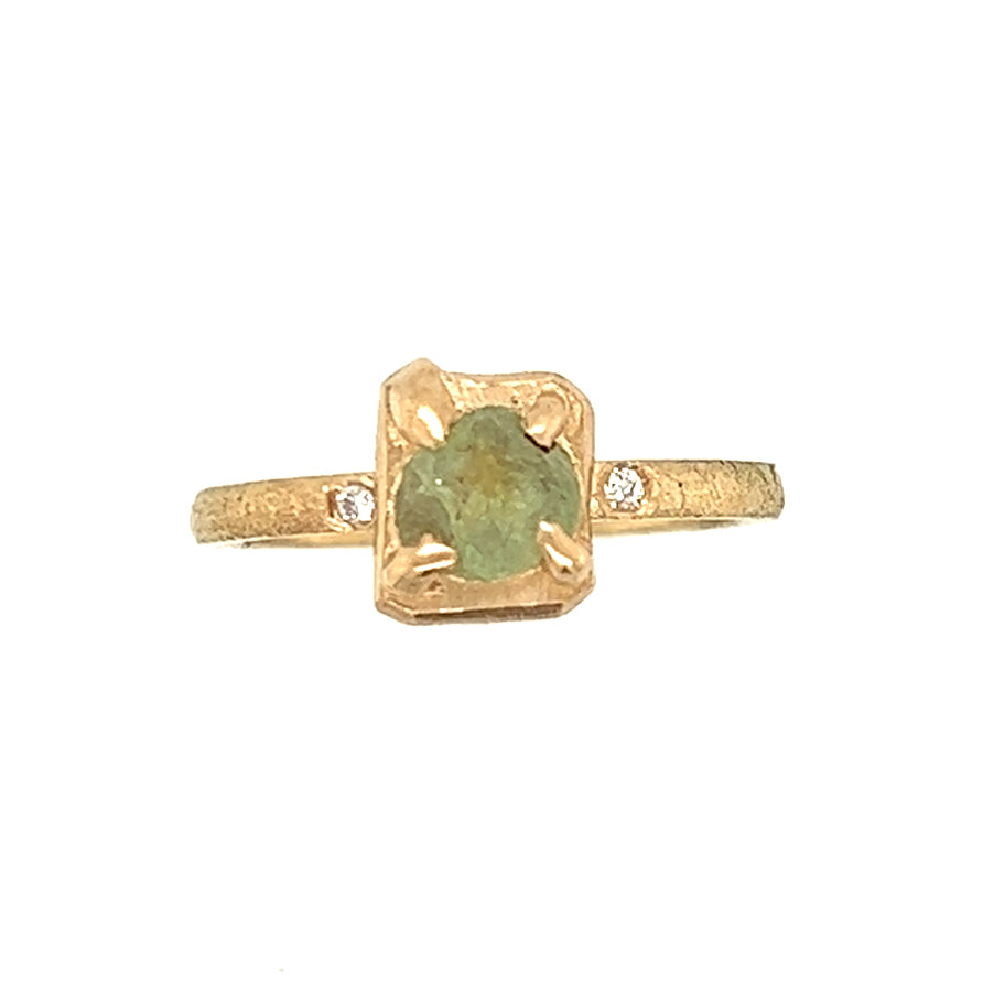 Starlight Montana Sapphire, Diamonds, and Gold Ring
