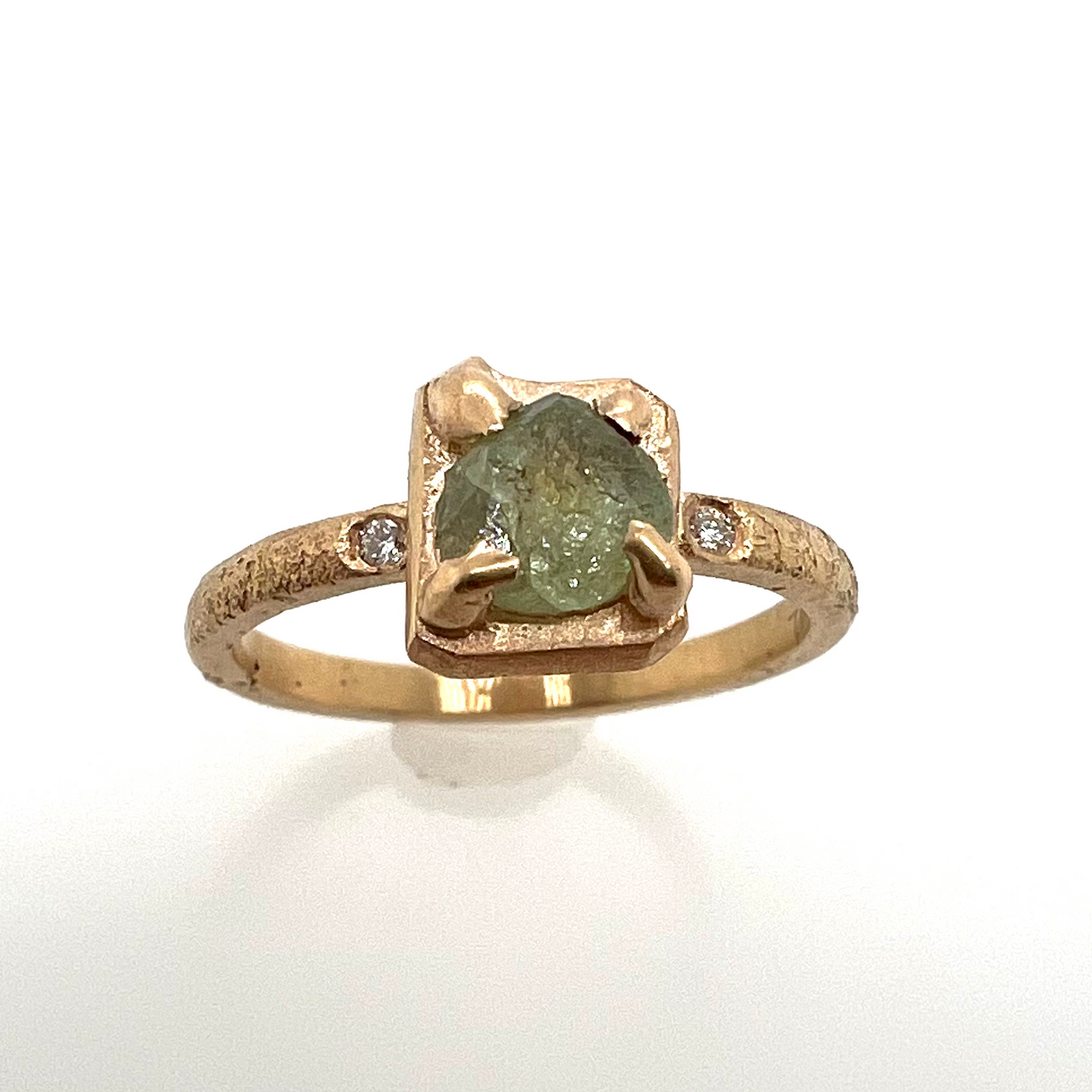 Starlight Montana Sapphire, Diamonds, and Gold Ring