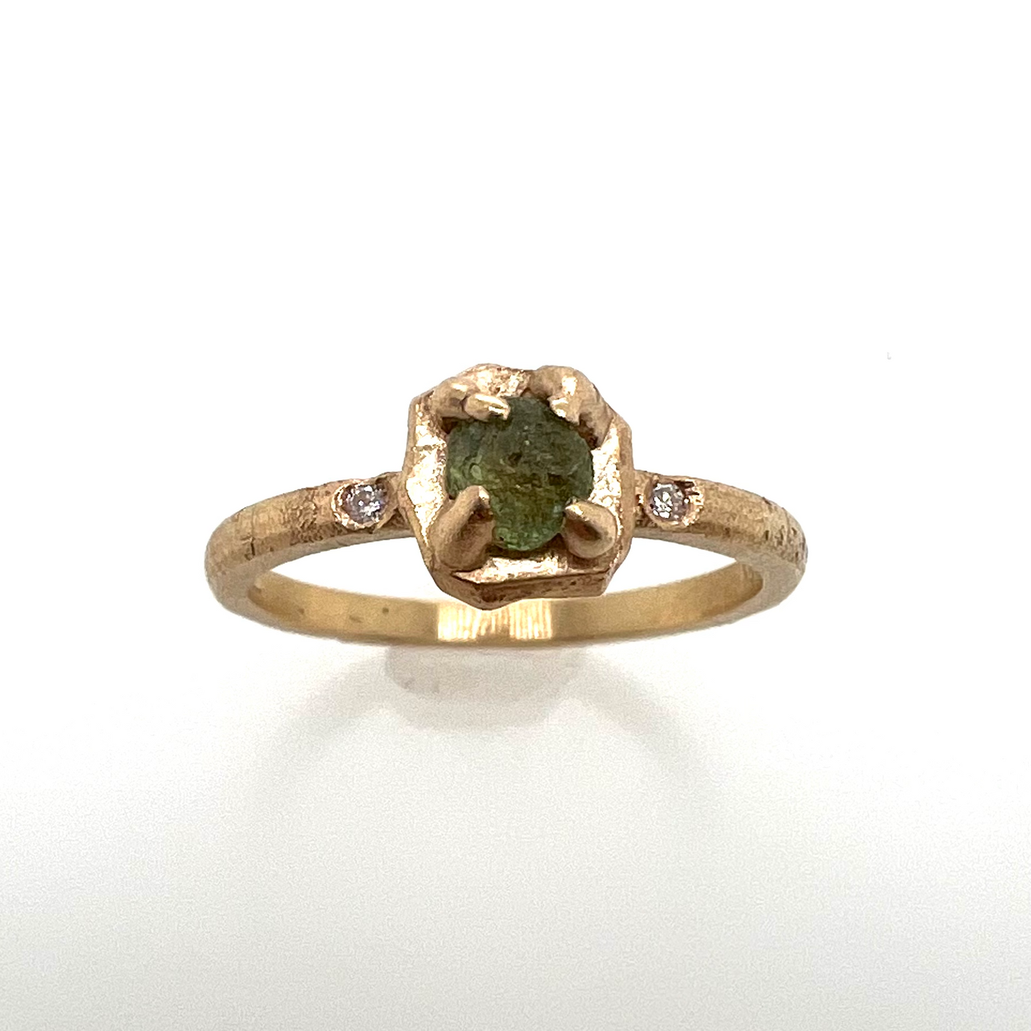 Glacier Montana Sapphire, Diamonds, and Gold Ring