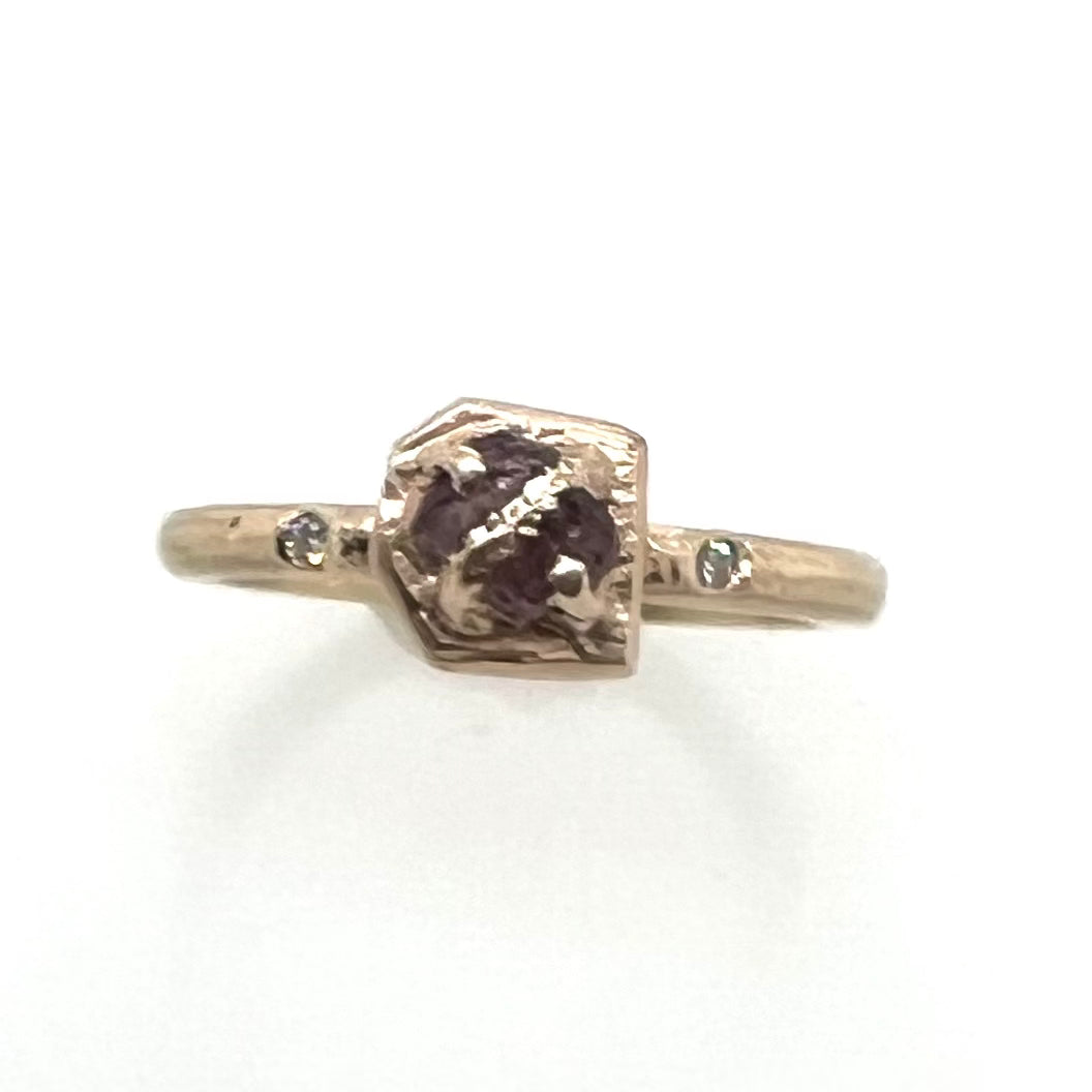 Aurora Montana Sapphire and Diamonds Kintsugi Gold Ring