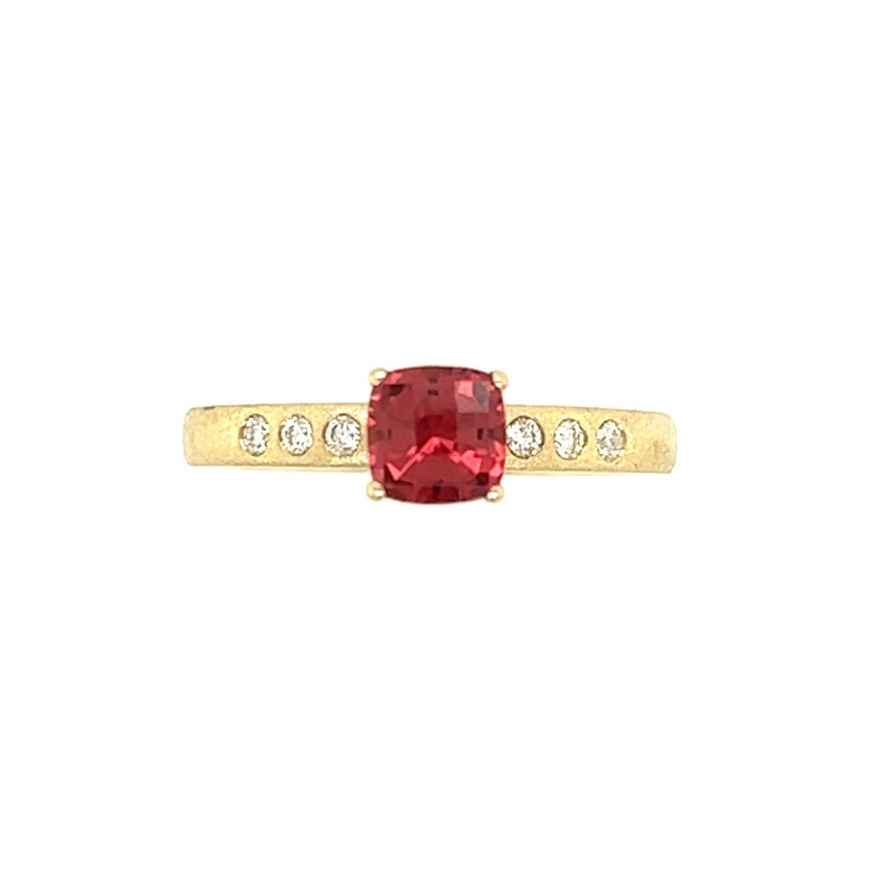 Garnet and Diamonds Gold Ring