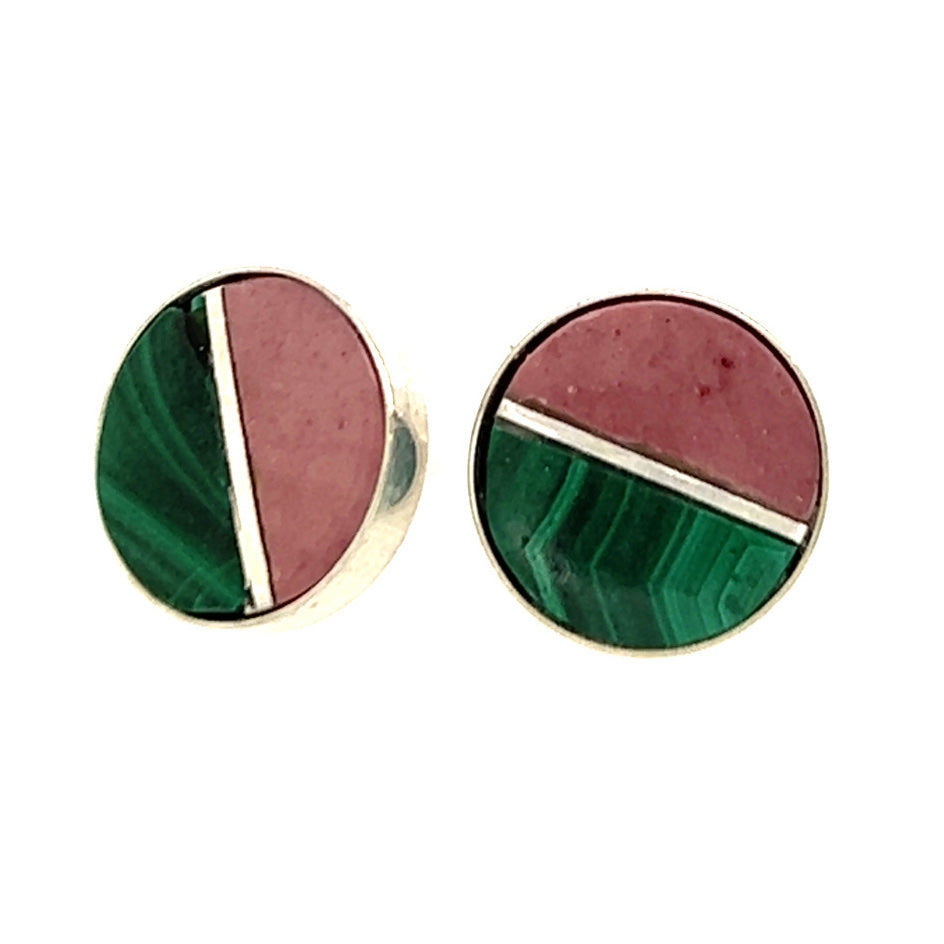 Malachite and Mookitite Inlay Stud Earrings